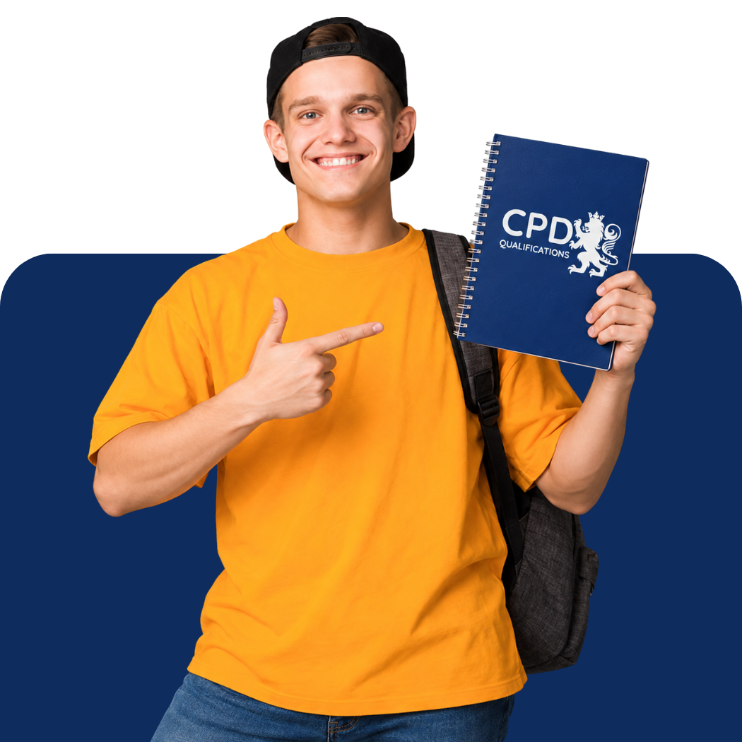 Learner holding CPD Qualifications™ learning material